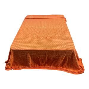 1960s Bates Woven Jacquard Bedspread Orange Diamond K Pattern Double/Full  USA